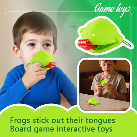 Frog Tongue Shooting Game, Lizard Party Blower Mask With Retractable Tongue, Competitive Card Challenge Toy For All Ages Family Party