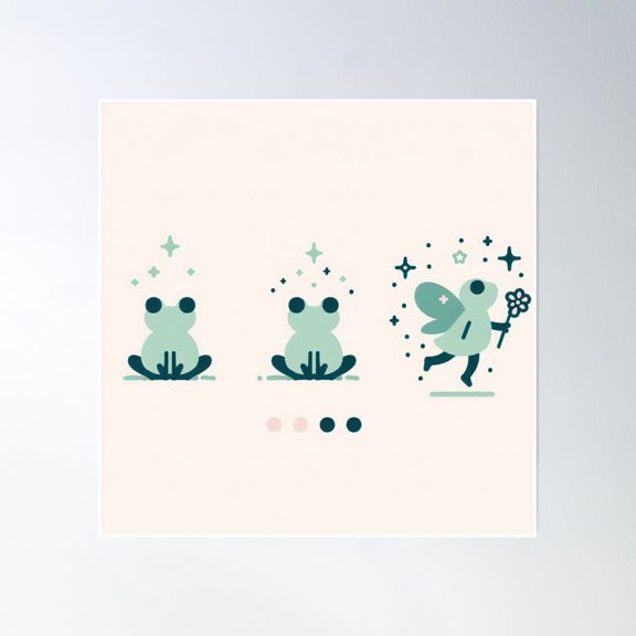 Frog Transformation Poster Wall Art, Modern Wall Decor, 30x30 UNFRAMED