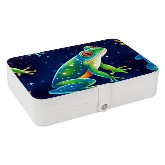 Frog Travel Jewelry Box Organizer Necklace Portable Case Holder Storage Display Stand PU Leather with Removable Compartment