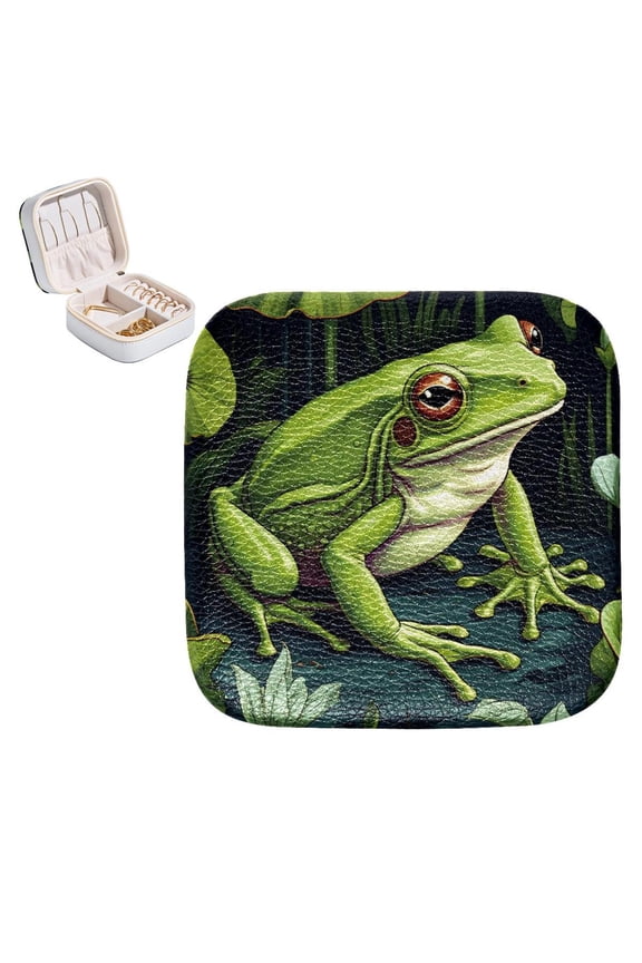 Frog Travel Portable Square Jewelry Box Earrings Necklaces Bracelets Organizer for Girls and Women