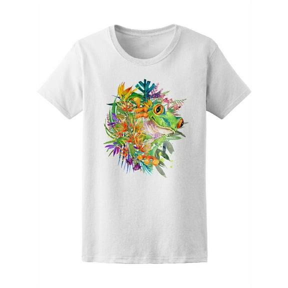 Frog Tropical Flower Paradise T-Shirt Women -Image by Shutterstock, Female Large