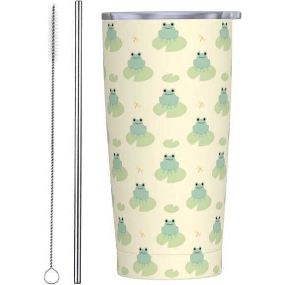 Frog Tumbler 20oz Frogs Stainless Steel Insulated Tumblers with Lid and Straw Funny Animal Travel Coffee Mug Tea Wine Cups Water Bottle Sport Gifts for Women Frog lover