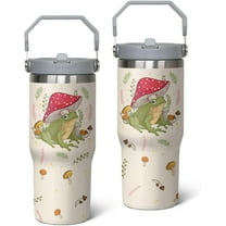 Frog Tumbler with Straw 30oz Insulated Mushroom Tumbler with Lid Cute Mugs Cup with Handle Frog Gifts for Women