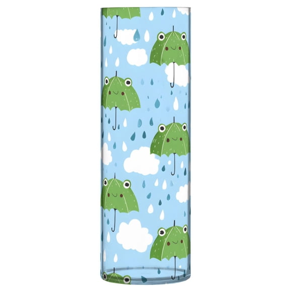 Frog Umbrella Pattern Vase Flower Vase Clear Unbreakable Plastic Tall Decorative 11.8in