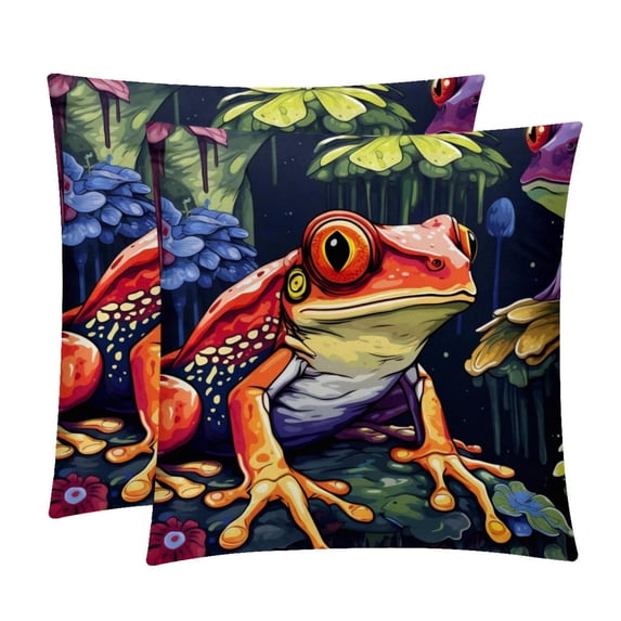 Frog Velvet Decorative Throw Pillow Inserts - Set of 2, Chair Pillow Covers - Unique Patterns, 16x16, 18x18, 20x20 Inches for Home Decor & More