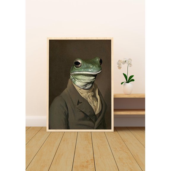 Frog Vintage Portrait Renaissance Animal Altered Animal Head Human Body Portrait Poster Unframed Paper Print