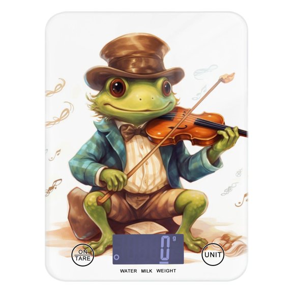 Frog Violin Hat Food Scale Digital Kitchen Scale Waterproof Tempered Glass Tare Function 11 lb for Baking Cooking Meal Prep