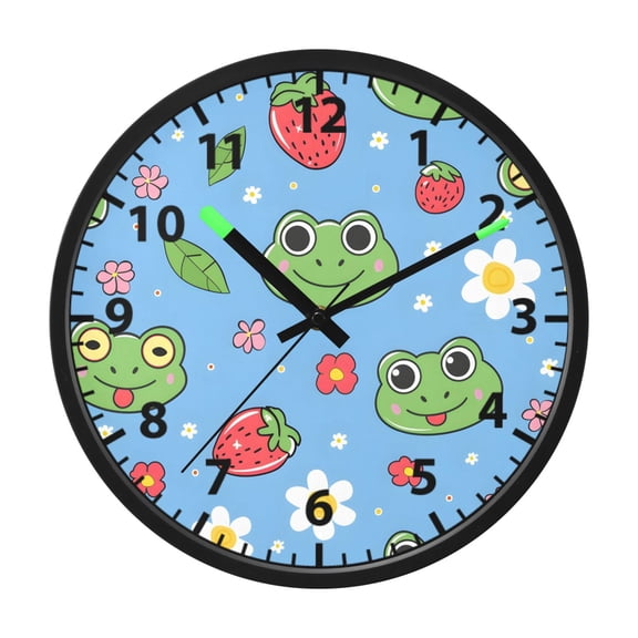 Frog Wall Clock 12 Inch Voice Activated Night Light Silent Non Ticking