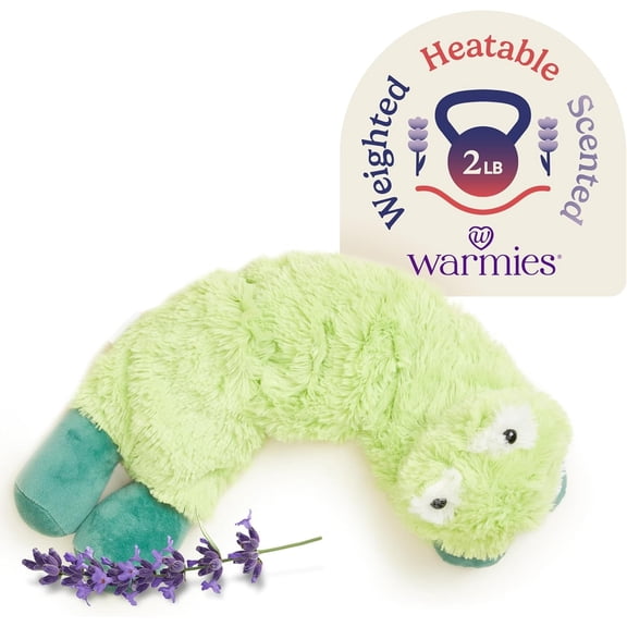 warmies Heating Pad Wrap, Microwavable Neck and Shoulder Weighted Plush Heat Pad, Frog