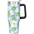 thumbnail image 1 of Frog Water Bottle Spill Proof Tumbler with Handle and Straw Lid Double Wall Insulated Stainless Steel Tumbler Coffee Mug Gift for Men Women Travel Cup for Car (Daisy, 40OZ), 1 of 3