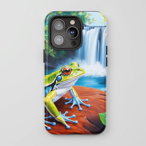 Frog Waterfall For All iPhone Series Tough Phone Case Nature Art Multi-Color