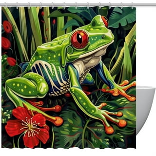 Fabric Shower Curtain,Tropical Forest Frog Butterfly Funny Cartoon Animal  Green Leaves Polyester Designer Cloth, Print Decorative Bathroom Curtains  Include Hooks Set(72〃w by 72〃L) : : Home