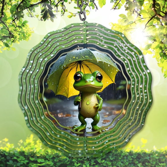 Frog Wind Spinner 10 Inch Metal Double-Sided Rotating Wind Spinner - Vibrant Design for Garden Outdoor Decor, Patio Yard Art, Durable Aluminum, Rotating
