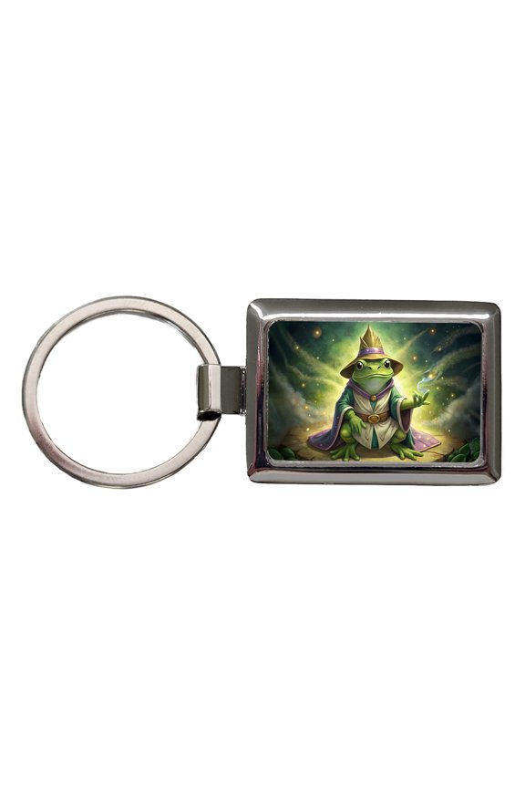 Frog Wizard Metal Rectangle Keychain