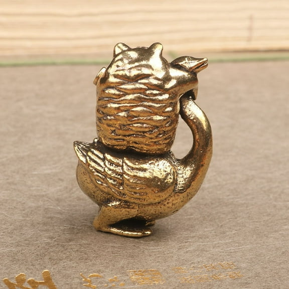 Frog and Swan Brass Sculpture  Finish Zen Home Decor Asian Collectible Gift