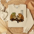 thumbnail image 1 of Frog and Toad Ramen Embroidered Sweatshirt, Cozy Pullover with Japanese Noodle Art, Cottagecore Frog Embroidered Shirt, Mom Gift, 1 of 4