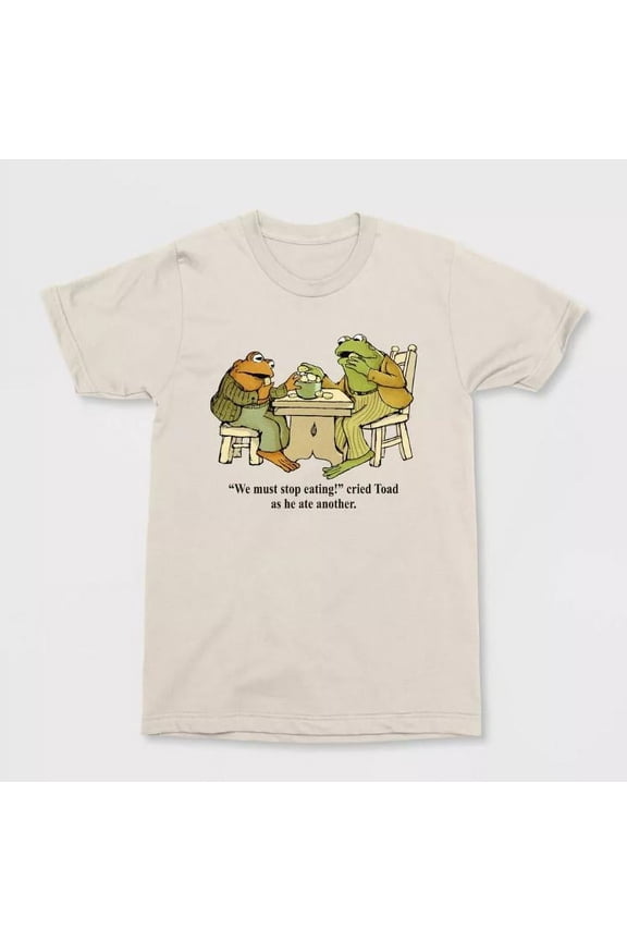 Frog and Toad Short Sleeve Graphic, Funny, Cute, Gift for Friend, Gift for Him/her Unisex Comfort Tee T Shirt, Color: Sand, Size: M