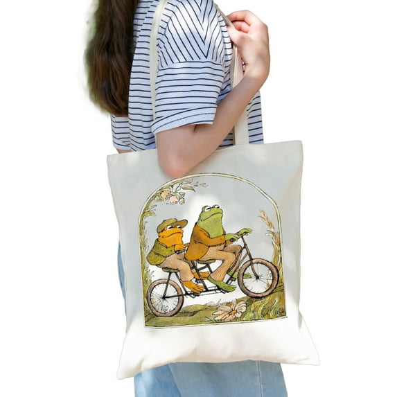Frog and Toad Tote Bag, Canvas Tote Bag, Cottage Core Tote Bag, Vintage Classic Book Tote Bag, Reusable Bag