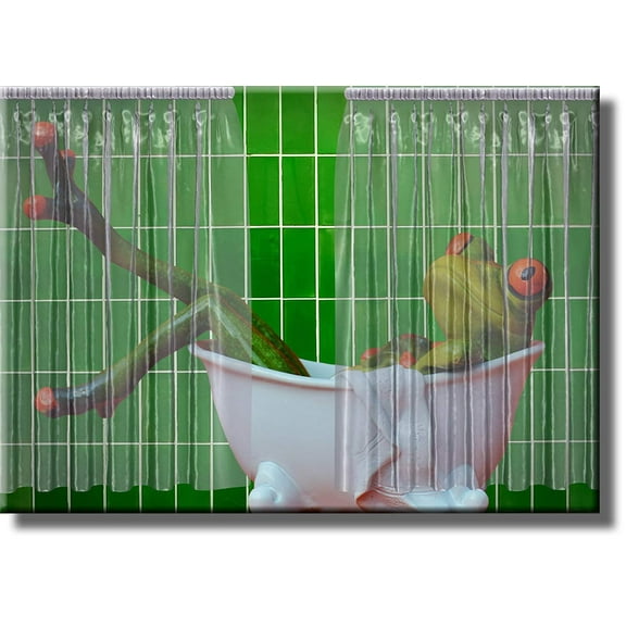 Frog in Bathtub Bathroom Picture on Stretched Canvas, Wall Art Décor, Ready to Hang