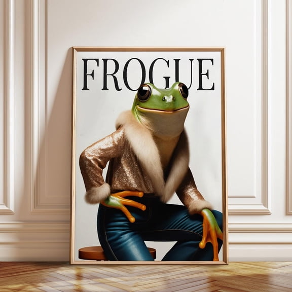 Frog in Golden Blazer Fashion Magazine Cover Artwork