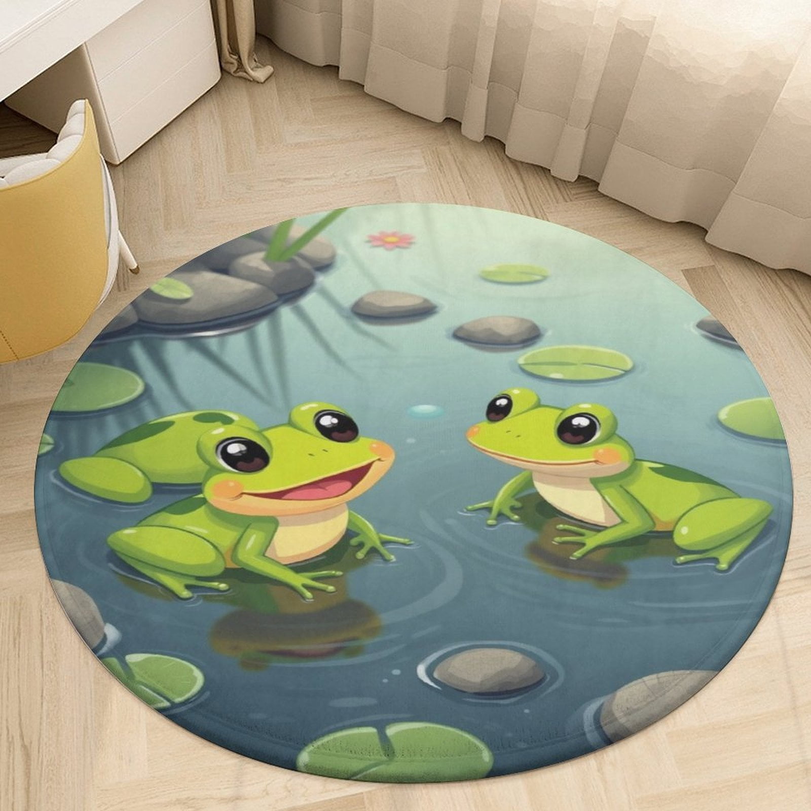 Frog in The Pond Modern Round Carpets for Living Room Ration Abstract ...