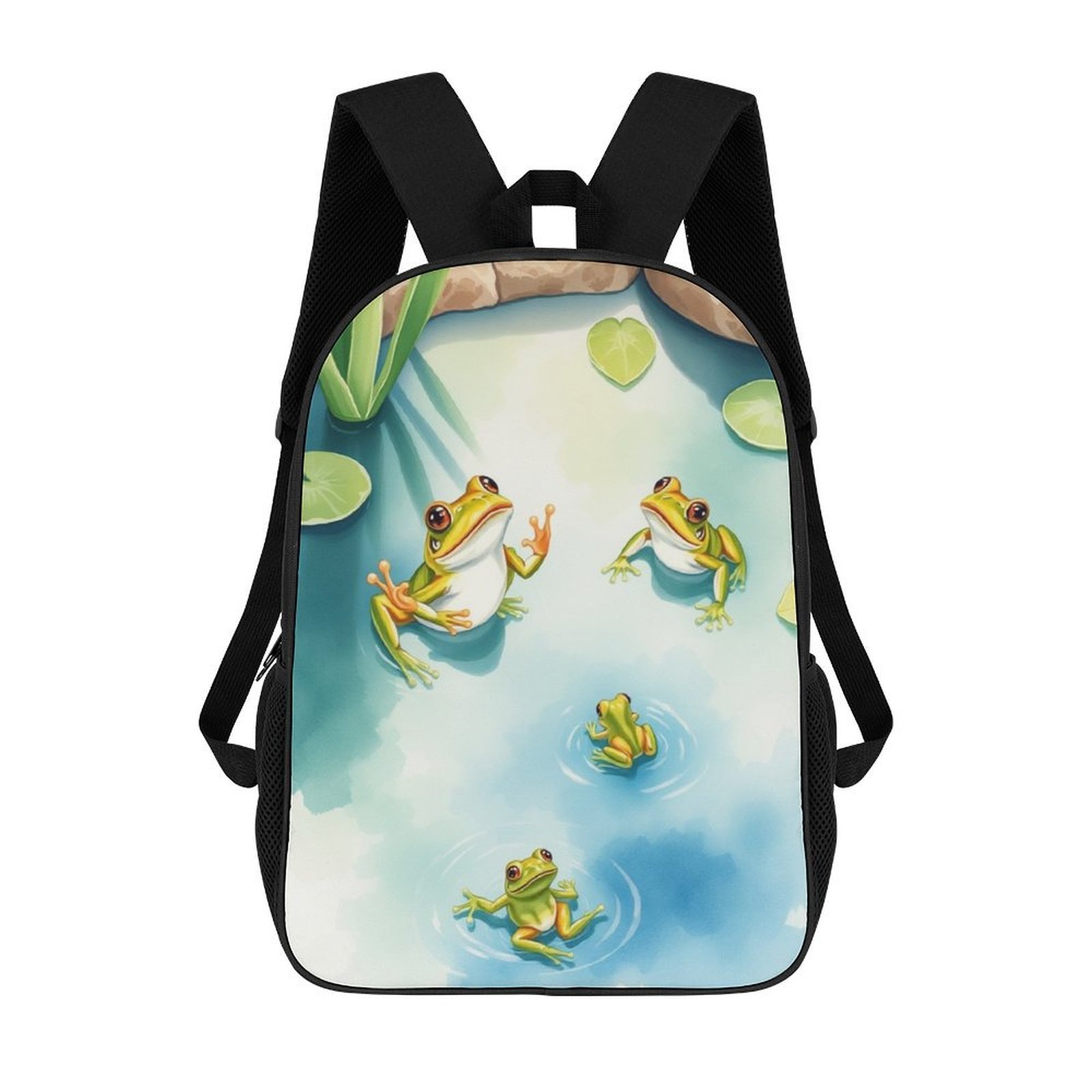 Frog in The PondZipper Backpack Book Bag Supplies 17 Inch Backpack Bag ...