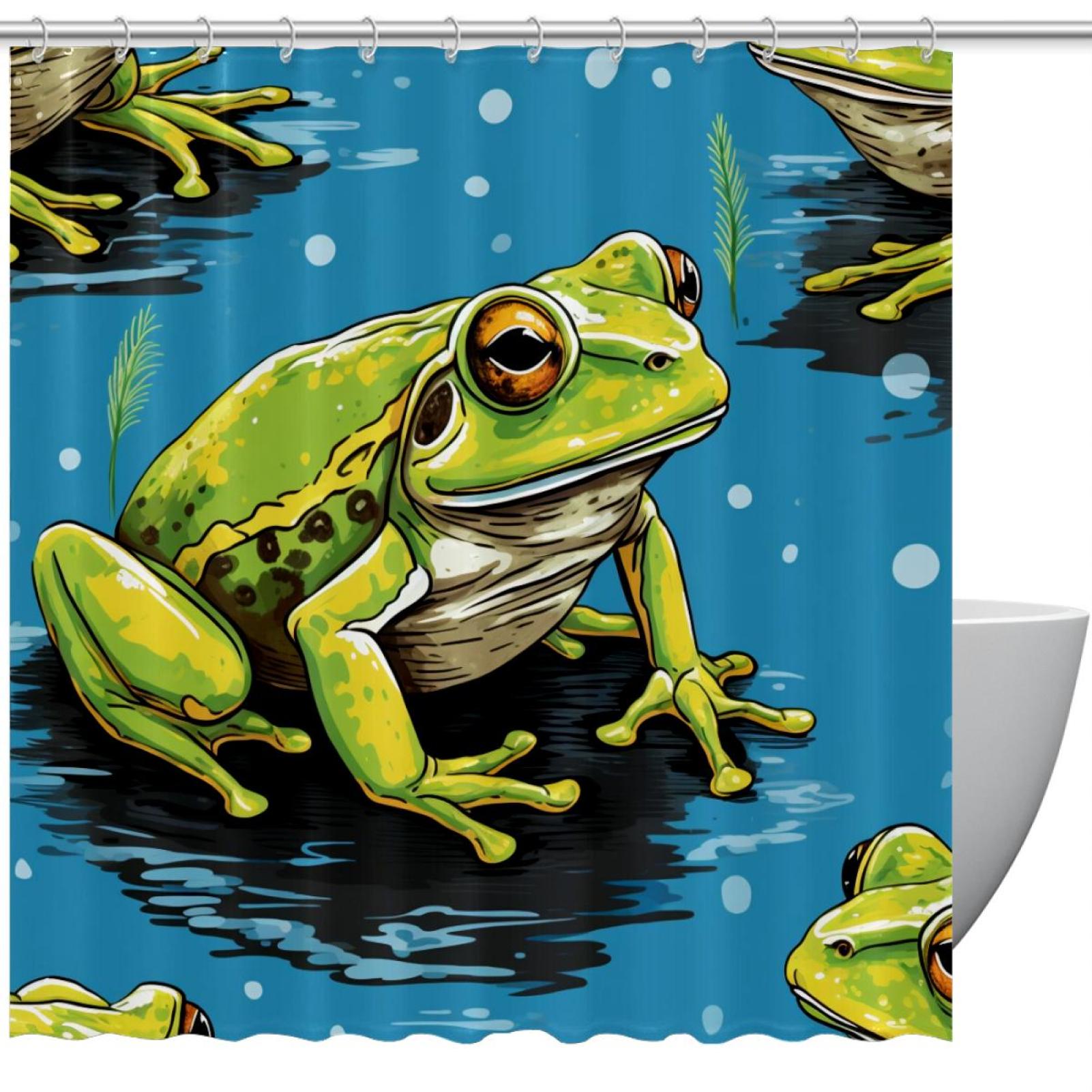 Frog in Water Shower Curtain for Bathroom, Aesthetics Patterns Curtain