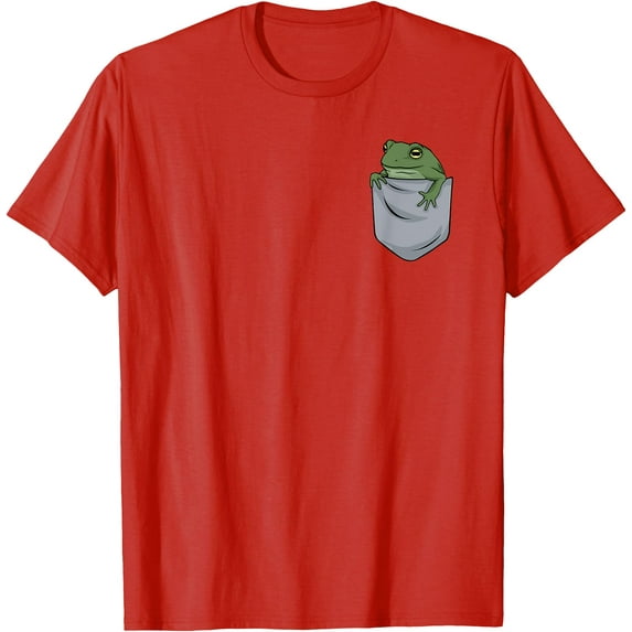 Frog in left chest pocket (graphic) Unisex T-Shirt for Men Women Kids,Red Color,Size XL