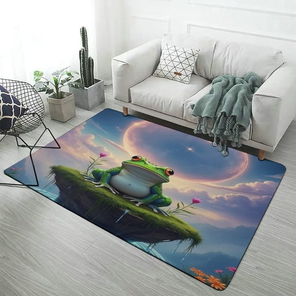 Frog on Floating Island Home Decor Living Room Carpet Non-slip Hotel Lobby Floor Mat Kitchen Bedroom Entrance Doormat Mats