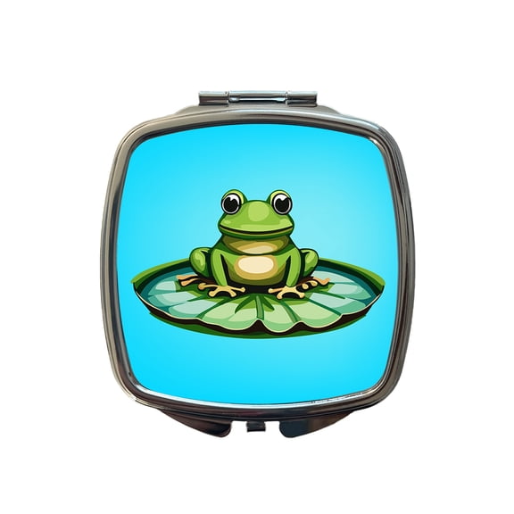 Frog on LiIy Pad Travel Makeup Handbag Purse Small Pocket Compact Mirror