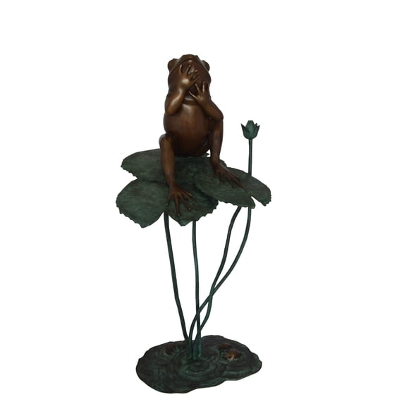 Nifao Frog on Lotus Outdoor Fountain Statue, Bronze Garden Water Feature Sculpture for Patio & Yard – Garden Outdoor Decor Sculpture, 22"L x 20"W x 44"H
