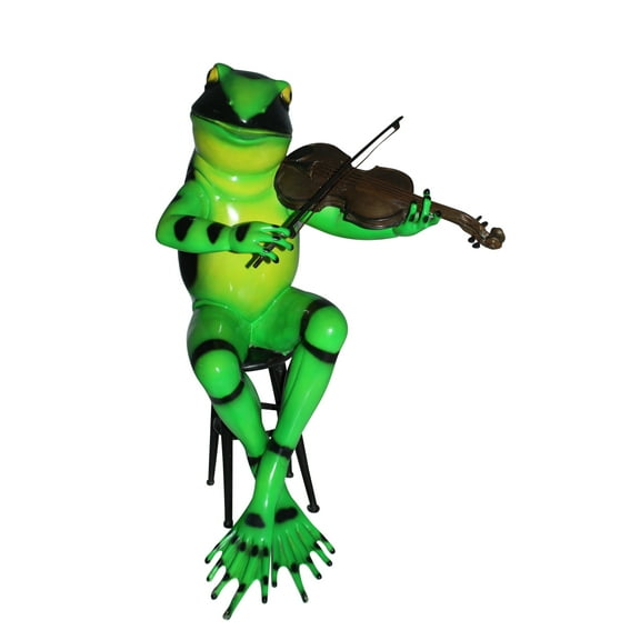 Frog plays violin Bronze Statue - Size: 22"L x 17"W x 26"H.
