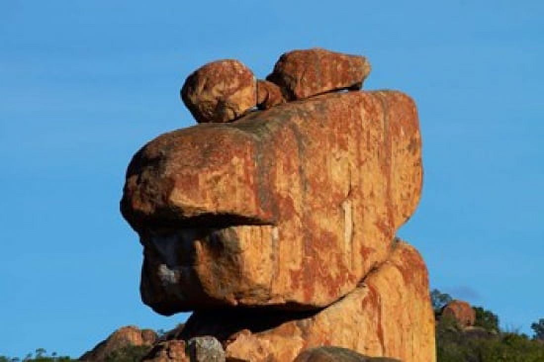 Frog-shaped rock Big Cave Camp Matopos Hills Zimbabwe Africa Canvas Art - David Wall DanitaDelimont (35 x 24)