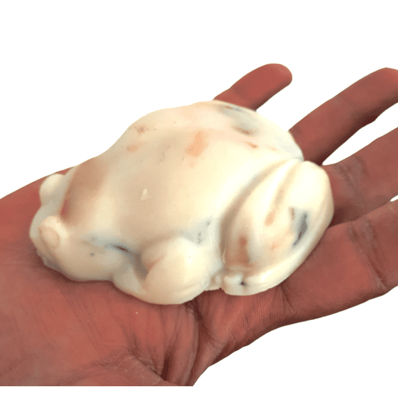 Frog shaped soap with spots, sandalwood and cedar wood, Timothy the frog soap