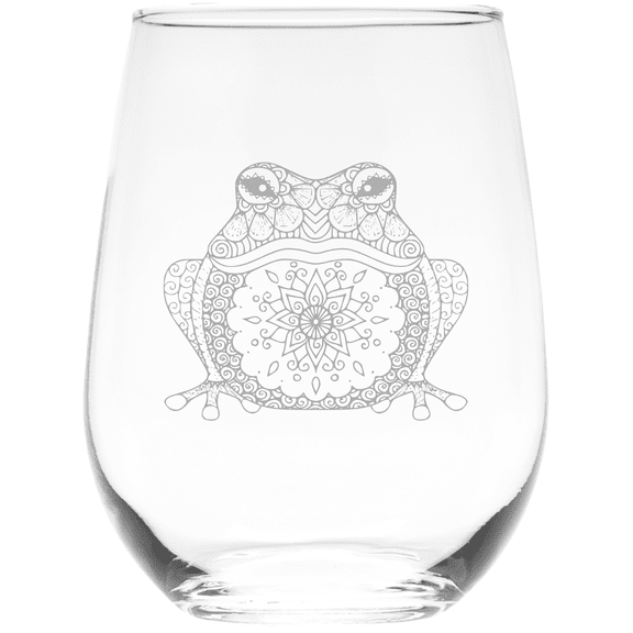 C&M Personal Gifts Frog Stemless Wine Glass - 17 oz. (Style F1)