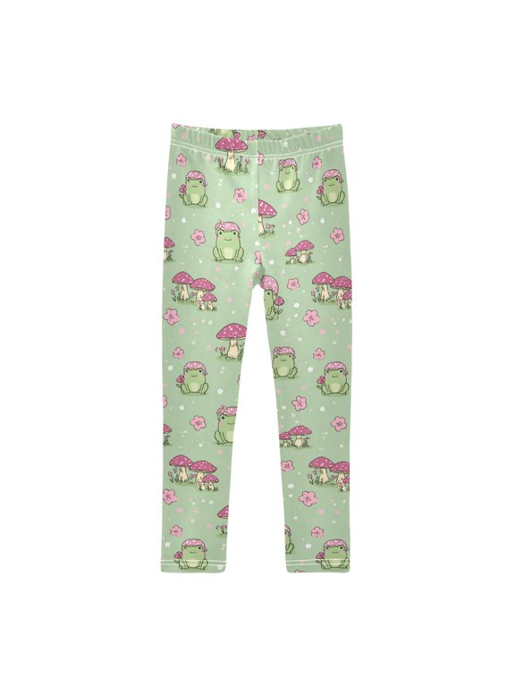 Frog with Mushroom Head Printed Leggings Yoga Pants for in 4t to 10t
