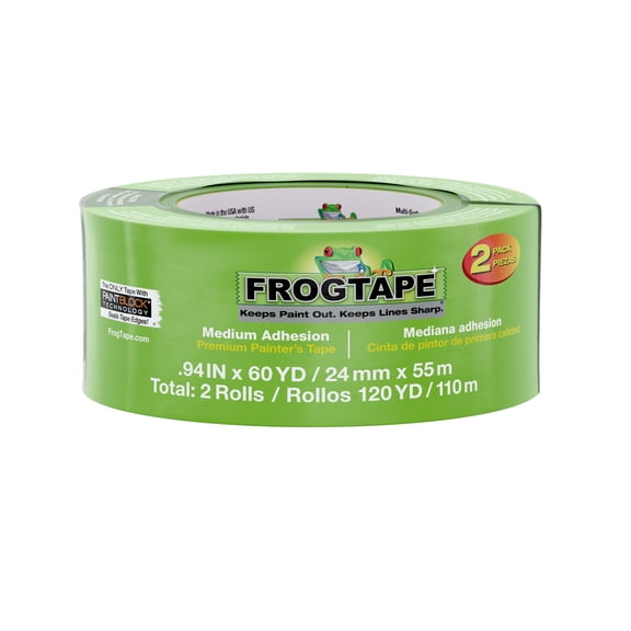 FrogTape 0.94 in. x 60 yd. Green Multi-surface Painting Tape, 2 Pack, 120 Yards Total