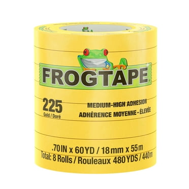 FrogTape 225 Performance Masking Tape - Gold, 8 Rolls, 0.70 in. x 60 yd.