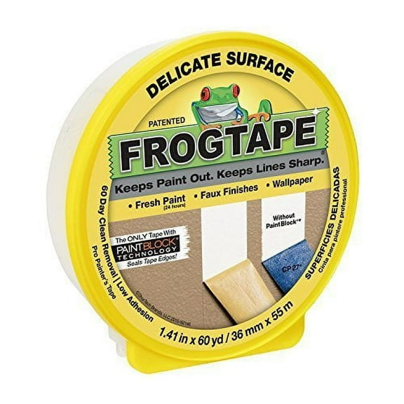 FrogTape 280221 Delicate Surface Painting Tape, Yellow, 1.41-Inch x 60-Yard Roll by FrogTape