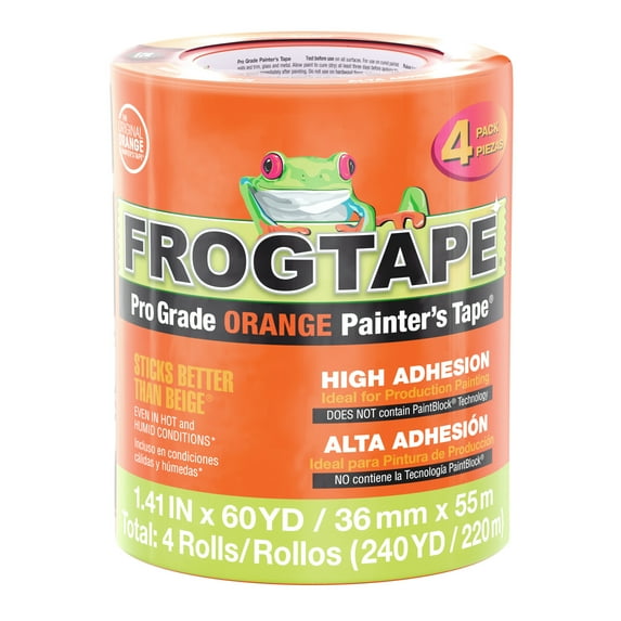 FrogTape Pro Grade Orange 1.41 in. x 60 yd. Painters Tape, 4 Pack, 240 Yards Total