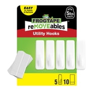 FrogTape reMOVEables Large White Utility Hook , 5 Hooks and 10 Adhesive Strips
