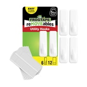 FrogTape reMOVEables Large White Utility Hooks, 6 Hooks and 12 Adhesive Strips