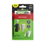 FrogTape reMOVEables Mini White Hooks, 24 Hooks and 32 Adhesive Strips