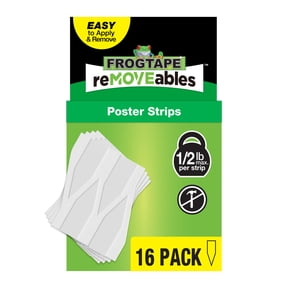 FrogTape reMOVEables Poster Strips, 16 Mounting Strips, 0.5 lbs. Max Per Strip