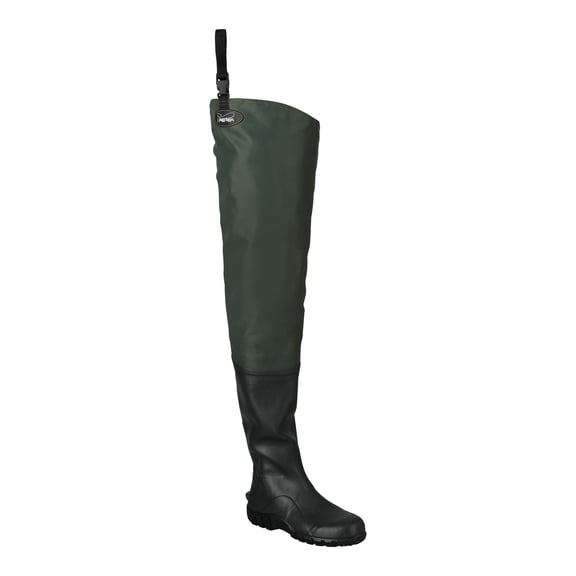 Frogg Toggs Cascades Bootfoot Hip Waders for Men, 2-Ply Poly/Rubber Waders for Fishing with Steel Shank, Cleated, Green, Size 08