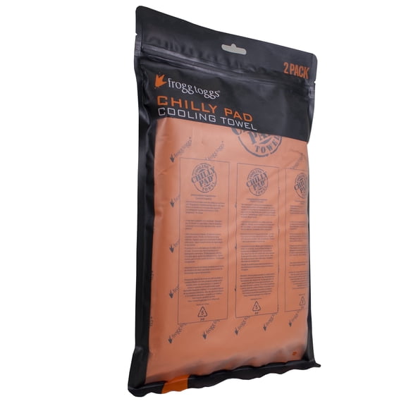 Frogg Toggs Chilly Pad Cooling Towel, Hyper-Evaporative Towels for Gym, Orange, 2-Pack