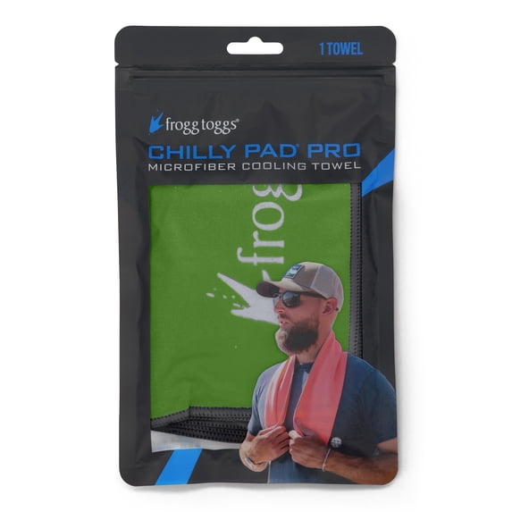 Frogg Toggs Chilly Pad PRO Microfiber Towels, Cooling Comfort Face Towels,Hi-Vis Green, 33" x 10.5"