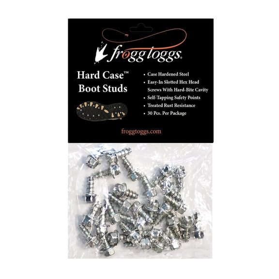 Frogg Toggs Hard-Case Steel Boot Studs with Slotted Hex Head Screws for Traction Boots, 30 Count