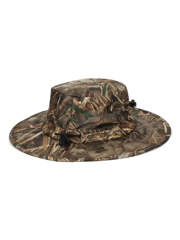Men’s Boonie Sun Hat, Breathable and Waterproof Bucket Hat with Adjustable Shock Cord, Realtree MAX-7