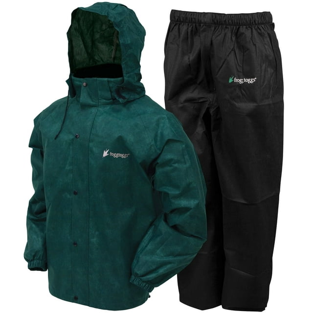 Frogg Toggs Men's Classic All-Sport Rain Suit  | Dark Green / Black Pants | Size LG